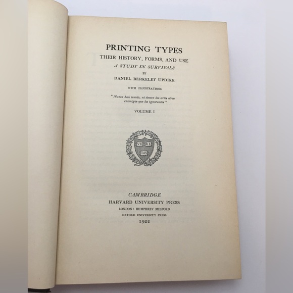 Printing Types Their History Forms & Use By D. B. Updike 1922 HB Book Antique - Picture 5 of 16